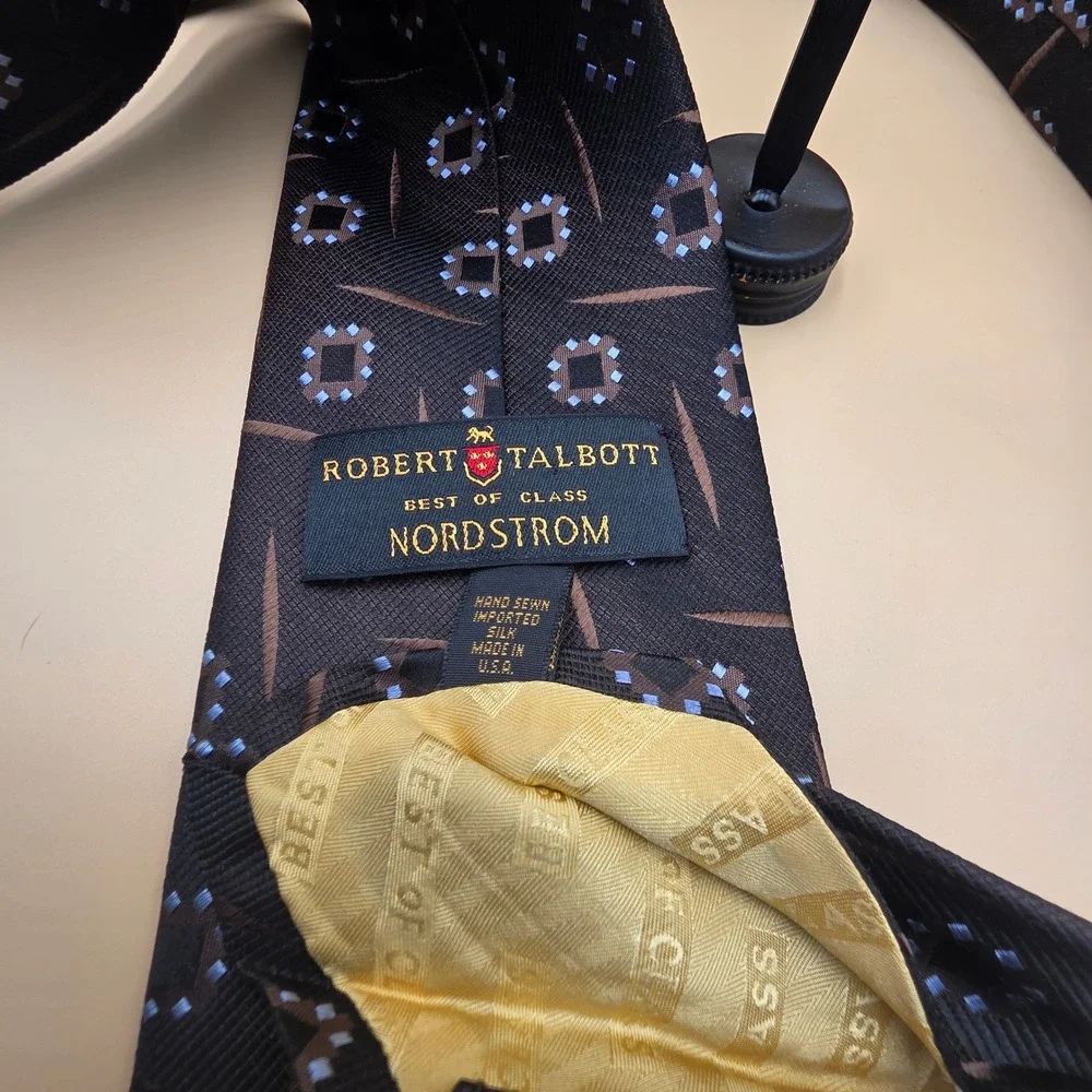 Robert Talbott Best of Class Nordstrom Mens Silk Tie Black Geometric Hand Sewn